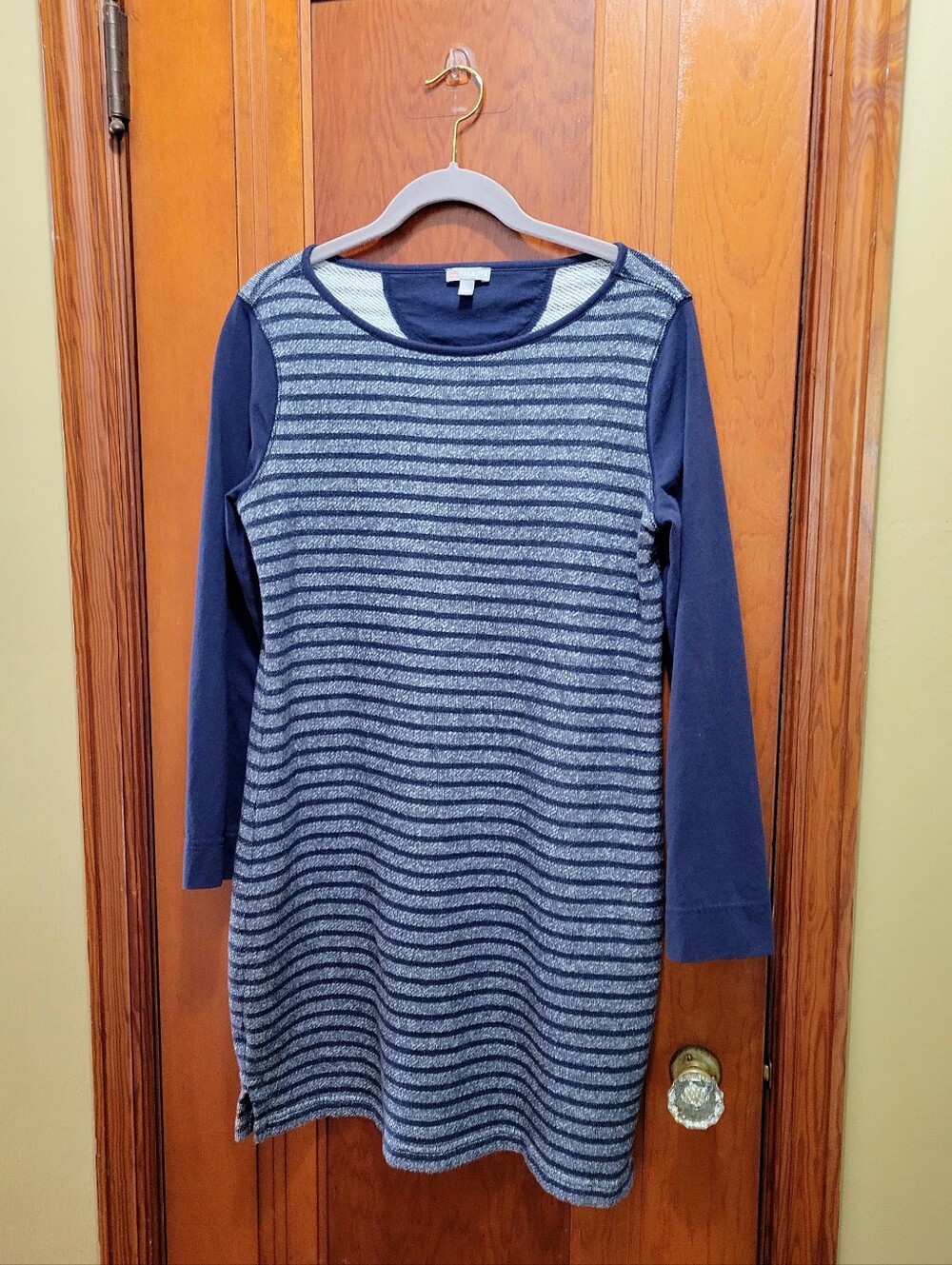 Talbots Women’s Size Large Petite Blue Striped Long Sleeve Dress
